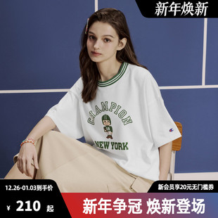 上衣男 纯棉透气情侣橄榄球系列短袖 Champion冠军T恤女25夏季 新款
