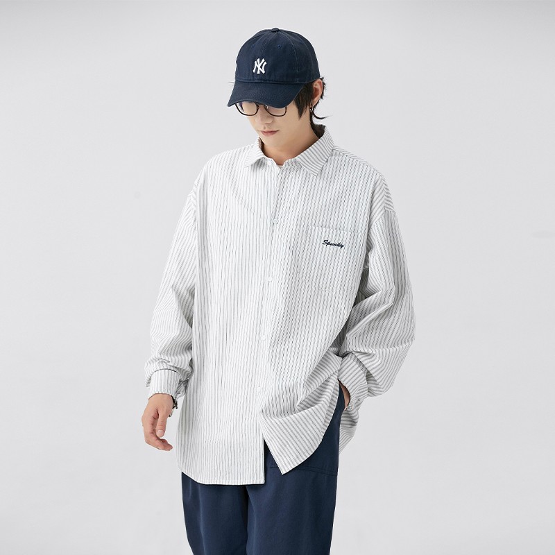 【IGHW】日系2024新款男装潮牌宽松型长袖男士衬衫春季衬衫外套男