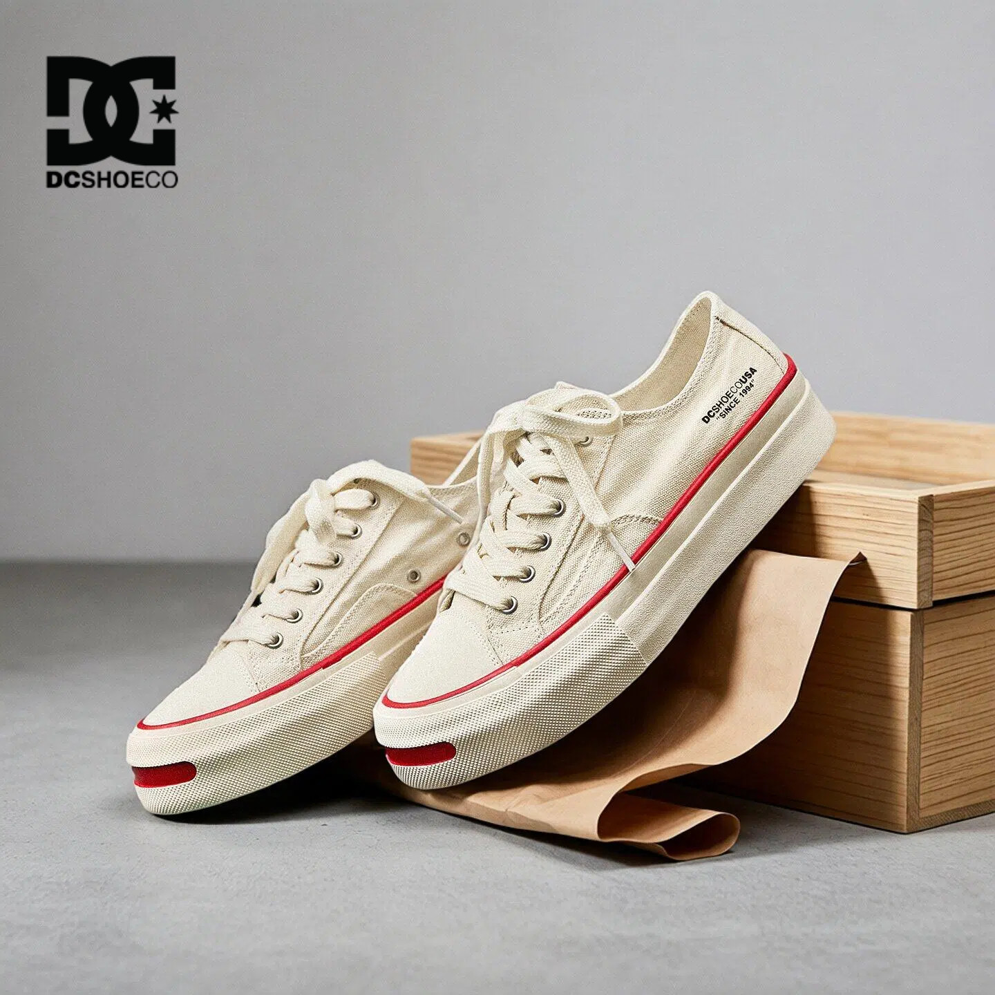 DCSHOES PIONEER 低帮开口笑厚底板鞋子男鞋情侣款水洗牛仔帆布鞋图片