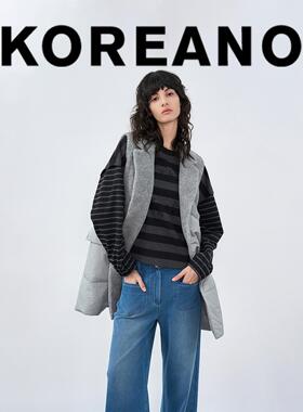 【KOREANO】冬季星月灰色拼接羊羔毛A型棉马夹  JM6359(JUN)