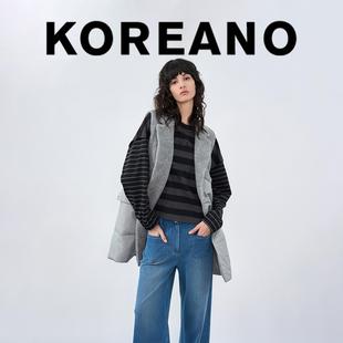 【KOREANO】冬季星月灰色拼接羊羔毛A型棉马夹 JM6359(JUN)