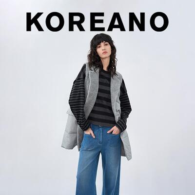 【KOREANO】冬季星月灰色拼接羊羔毛A型棉马夹  JM6359(JUN)