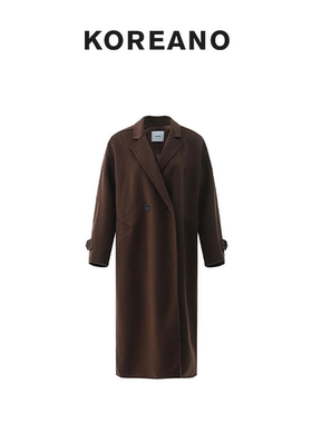 【KOREANO】冬季朱古力色双面呢翻领廓形大衣  FY3685(UN)