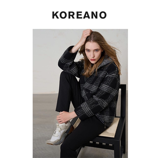 【KOREANO】冬季外套黑灰格 【H】 SY7285(UN)