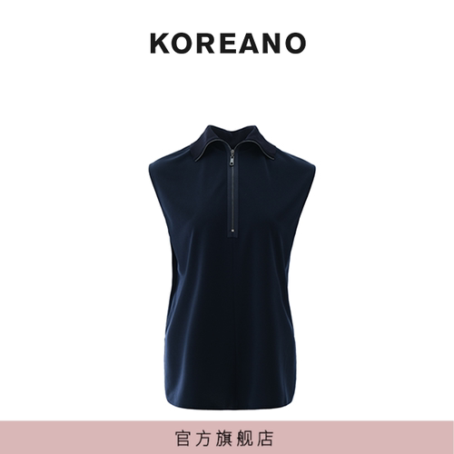 【KOREANO】春秋深海蓝无袖高领T恤  TT4302(UN)