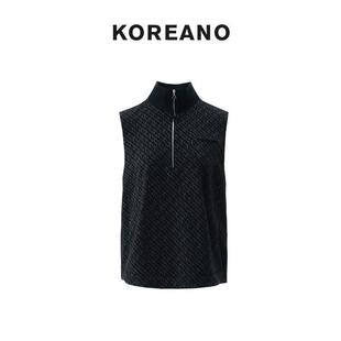 JY5684 半拉链黑色立领马甲 冬季 JUN KOREANO