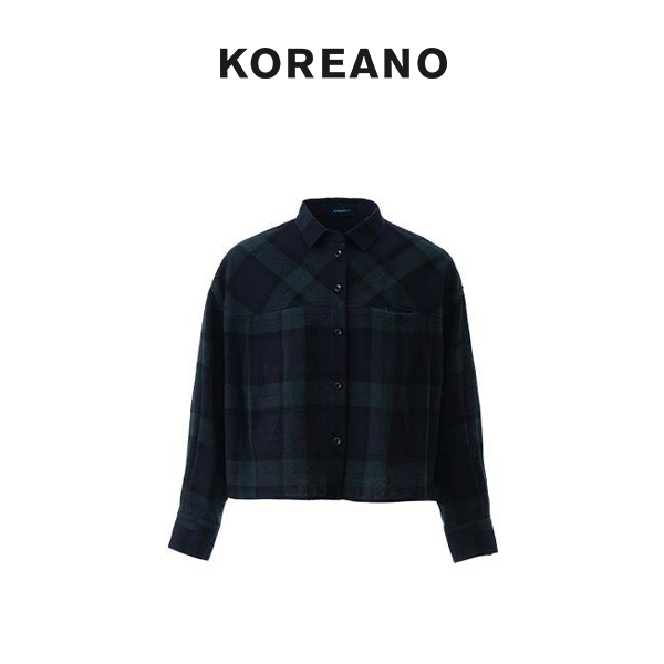 【KOREANO】冬季墨绿烟蓝格纹衬衫  CY5626(JUN)