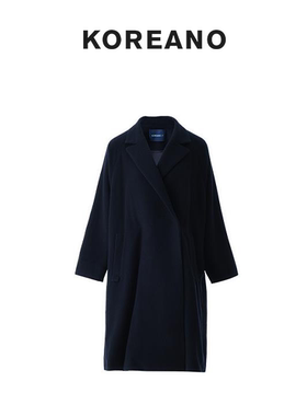【KOREANO】冬季藏蓝色大廓型长款大衣 【H】 FY45728(JUN)