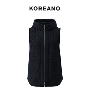 【KOREANO】冬季陨石黑哑光面料连帽棉马甲  JM5580(JUN)