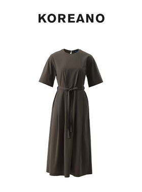 【KOREANO】夏季深驼优雅圆领A型连衣裙 【H】 LW3949(JUN)