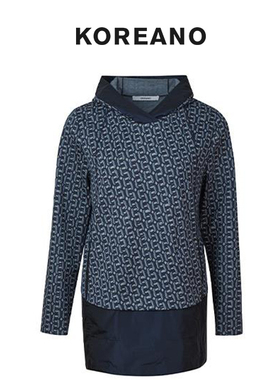 【KOREANO】冬季浅蓝色针织拼接套头卫衣【H】 LY7035(UN)