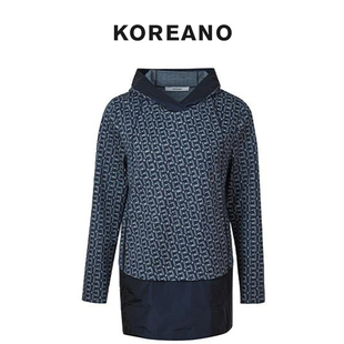 KOREANO LY7035 冬季 浅蓝色针织拼接套头卫衣