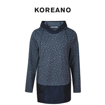 【KOREANO】冬季浅蓝色针织拼接套头卫衣【H】 LY7035(UN)