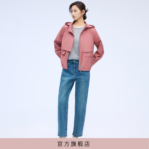 肉桂粉轻户外可脱卸连帽外套