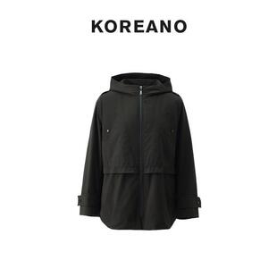 KOREANO JUN 冬季 MZ5540 深绿连帽棉服