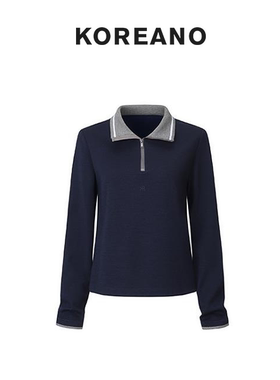 【KOREANO】春秋午夜蓝色立领H型套头针织T恤  TY6660(UN)C