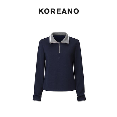【KOREANO】春秋午夜蓝色立领H型套头针织T恤  TY6660(UN)C