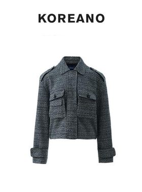 【KOREANO】冬季黑白粗花呢多口袋短款外套 【H】 SY45618(JUN)