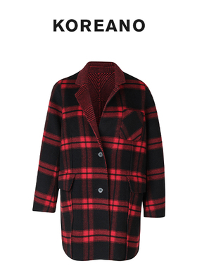 【KOREANO】冬季双面呢小落肩廓形中长款大衣 【H】 FY6599(UN)