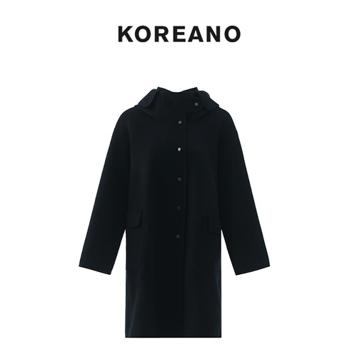 【KOREANO】冬季石墨黑双面呢连帽大衣  FY2750(UN)