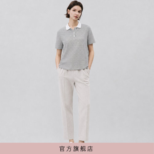 【KOREANO】夏季米白色泡泡纱肌理单裤  KW7143(UN)
