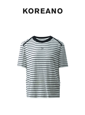 【KOREANO】春秋蓝白条纹针织修身T恤  TT5108(JUN)