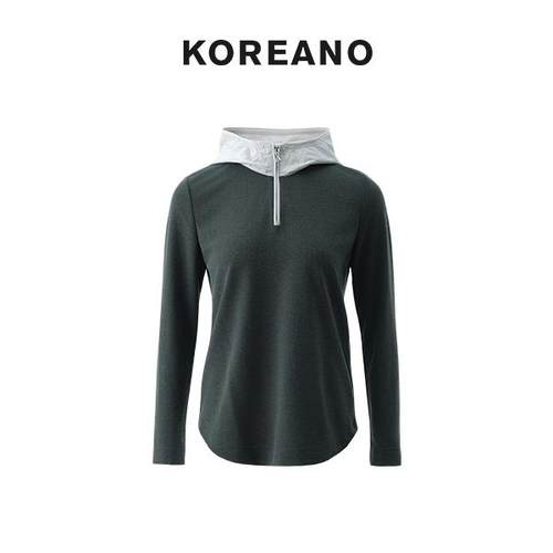 【KOREANO】冬季青苔绿连帽拉链T恤  TT5556(JUN)