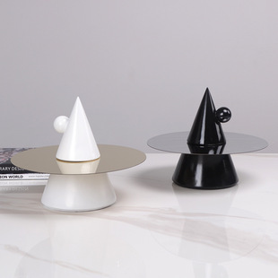北欧现代轻奢风格 饰品 圆柱圆锥形状金属摆件玄关创意艺术摆设装