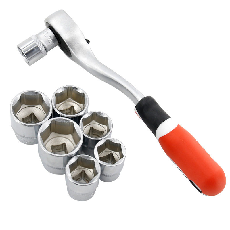 易尔拓快速棘轮套筒扳手套装CRV外六角1/2大飞套管汽修工具套装