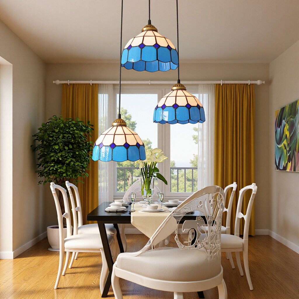 地中海风格蓝色简约温馨客厅家居卧室书房餐厅儿童房3头吊灯