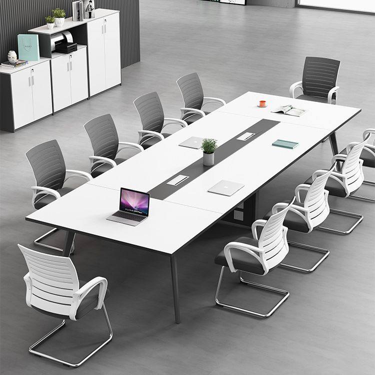 会议桌简约现代长条桌办公桌椅组合培训洽谈桌黑白色办公室开会桌