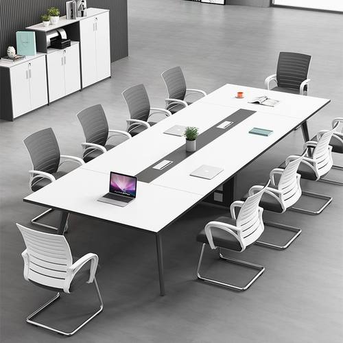 会议桌简约现代长条桌办公桌椅组合培训洽谈桌黑白色办公室开会桌