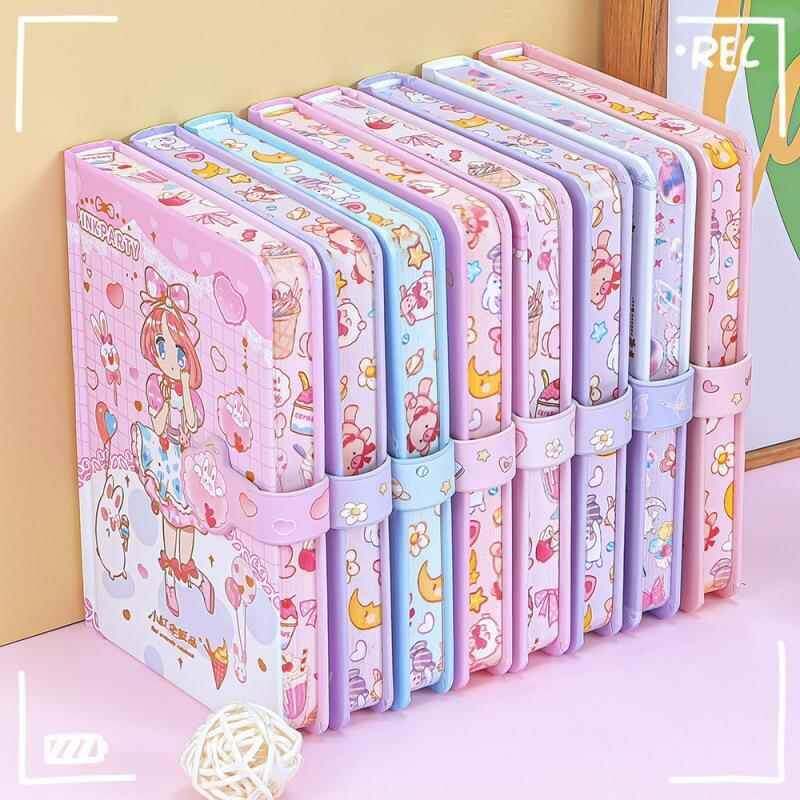 新品方形皮面手账本卡通文艺静止便携手账本可爱迷你磁扣本