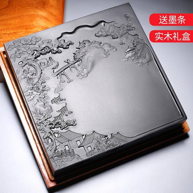 优选非遗安徽歙县砚台老坑歙砚 天然原石可磨墨条书法专用毛笔墨