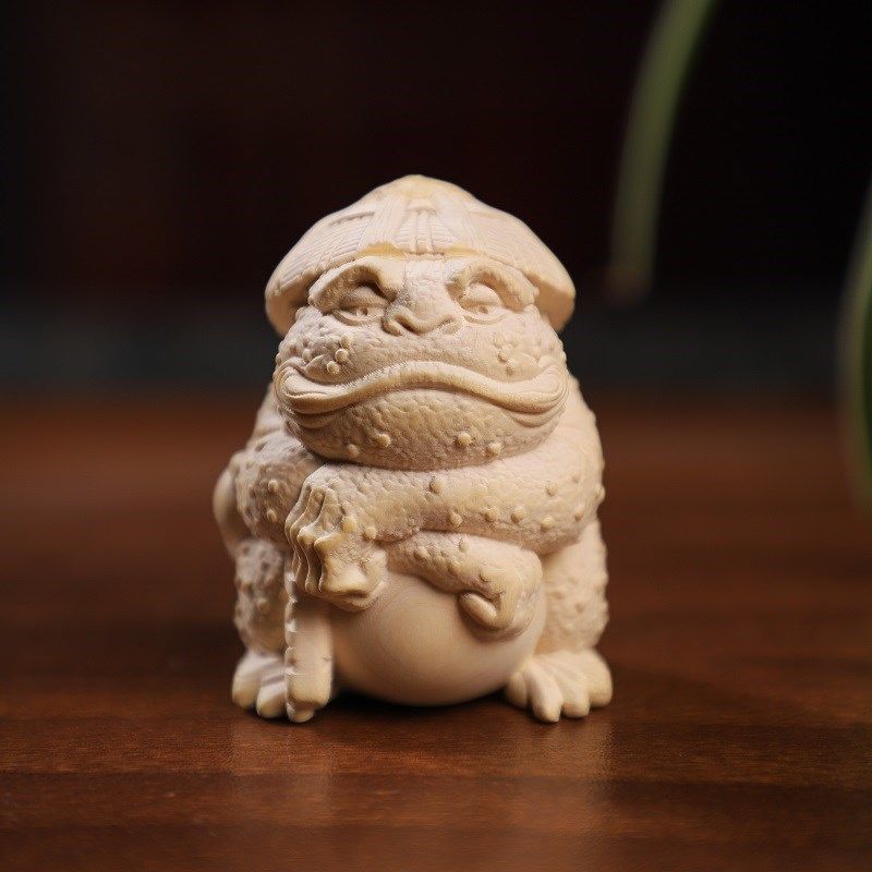 优选黄杨木蛤蟆大侠客手把件金蟾剑客木雕手玩把件文玩家居小摆件