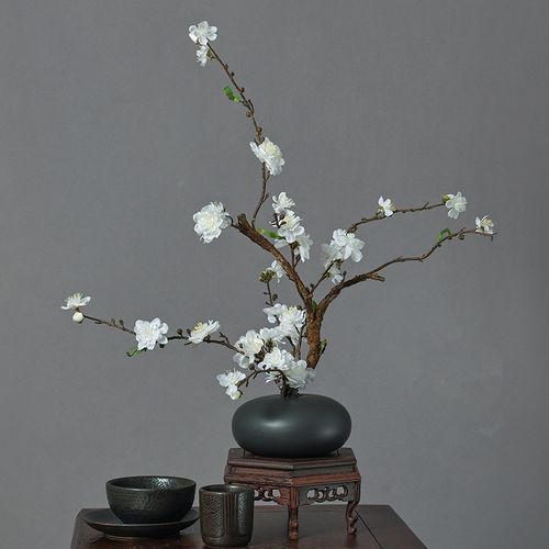 优选桃花餐桌假花摆件盆景插花圆桌摆花办公室仿真花装饰客厅中式