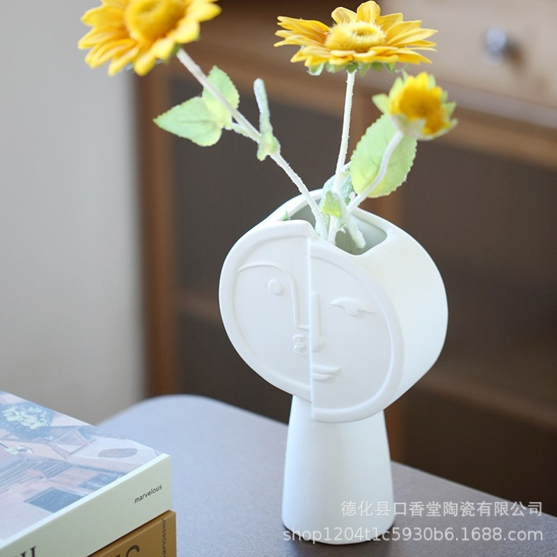 北欧简约艺术人像插花器客厅文艺花瓶家居酒柜装饰品摆件礼品推荐