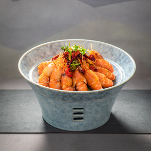 酒店特色陶瓷色釉明炉餐厅可蜡烛加热保温鲍鱼海鲜汤盘子创意餐具