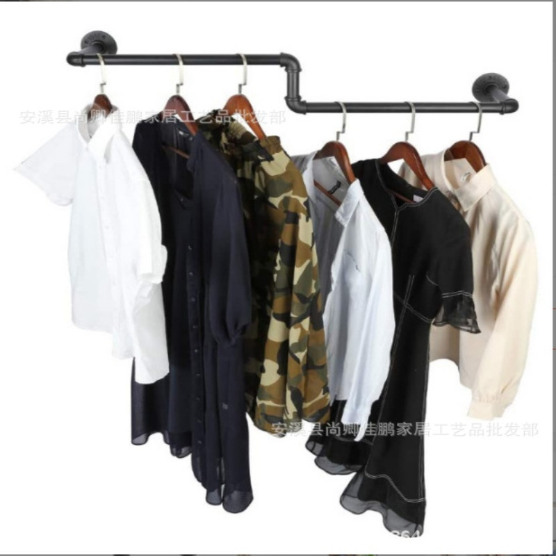 铁艺水管美式工业风格复古水管挂衣杆服装展示架侧挂衣架创意