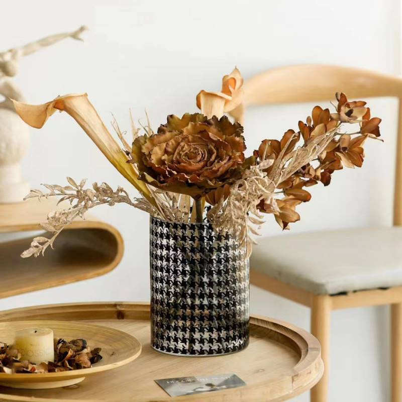 轻奢花瓶摆件简约创意原色玻璃水养鲜花玫瑰百合客厅餐桌插花装饰