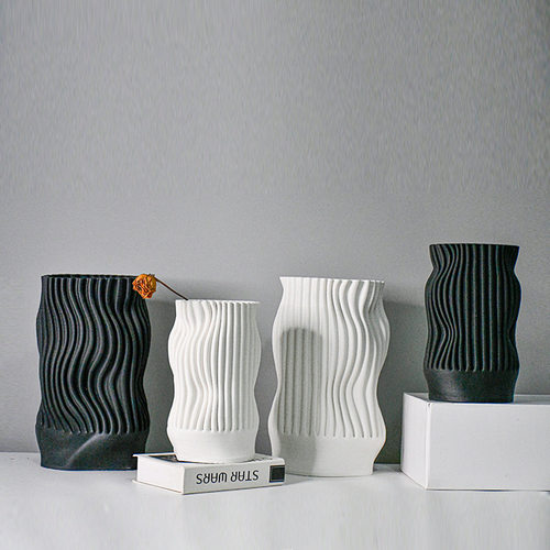 3D打印陶瓷花器现代简约北欧家居装饰风格台面玄关摆件陶瓷花瓶