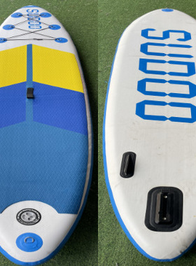 蓝黄色块SUP充气划水板成人专业站立式海上冲浪板折叠便捷式桨板