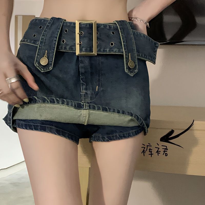 大码牛仔半身裙女夏季新款复古高腰显瘦辣妹超短裙包臀裙裙裤裙子