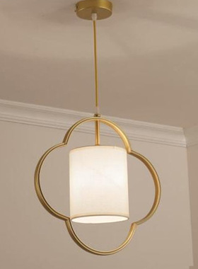 新中式床头小吊灯金色创意设计师单头北欧餐厅灯玄关过道铁艺灯具