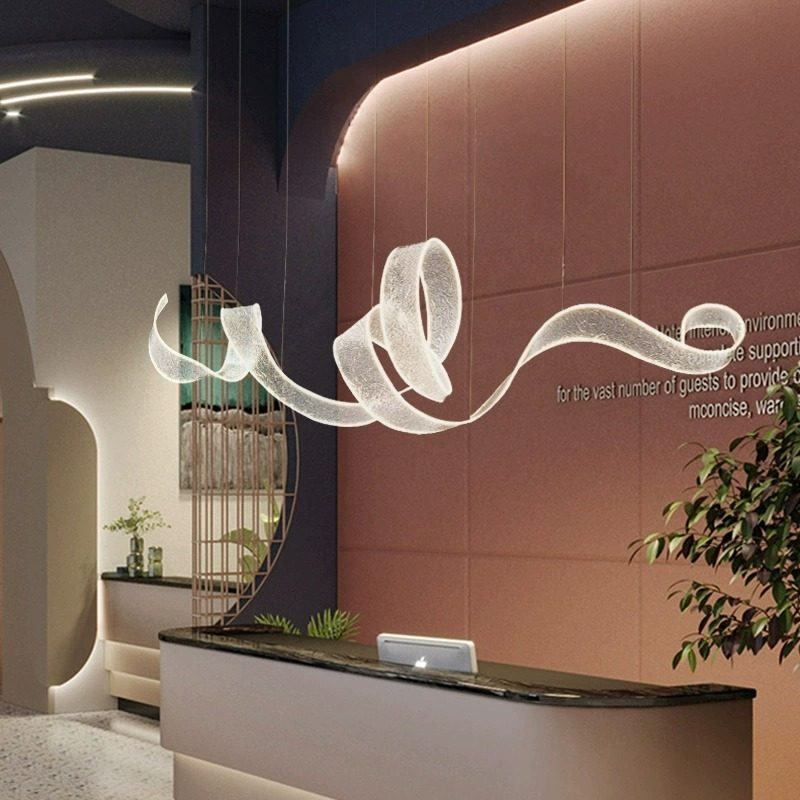 现代简约酒店餐饮公司前台吧台艺术吊灯开放式厨房创意飘带灯具,自行车/骑行装备/零配件,自行车撑伞架,淘宝优惠券,粉丝福利购,淘宝优惠卷