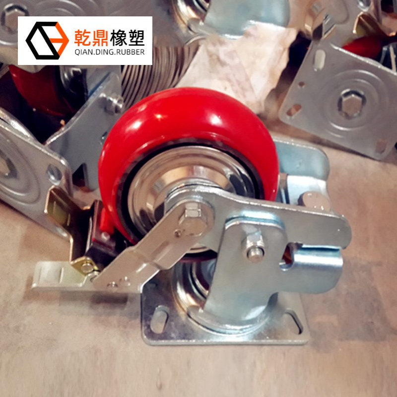 重型脚轮弹簧减震脚轮 6寸万向脚轮带刹车 聚氨酯pu脚轮