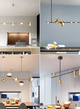 极简餐厅灯北欧现代简约创意三头设计师轻奢长条餐桌一字吧台吊灯