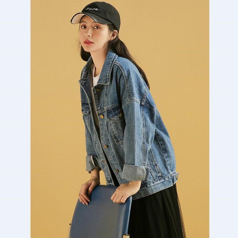 韩国蓝色牛仔外套女宽松bf韩版2025新款春秋中长大尺码慵懒休闲上