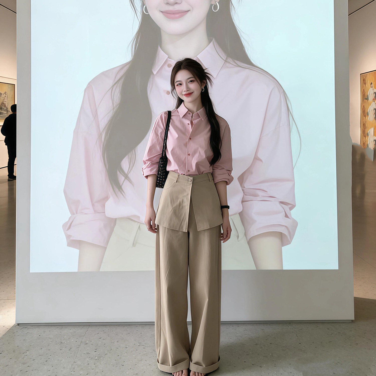 开春2026超火减龄早春衬衫长裤穿搭套装女春季巨好看漂亮两件套装