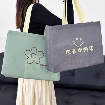 厚加网红无纺布袋购印logoNCU服装店覆环膜手提袋子保物礼品袋